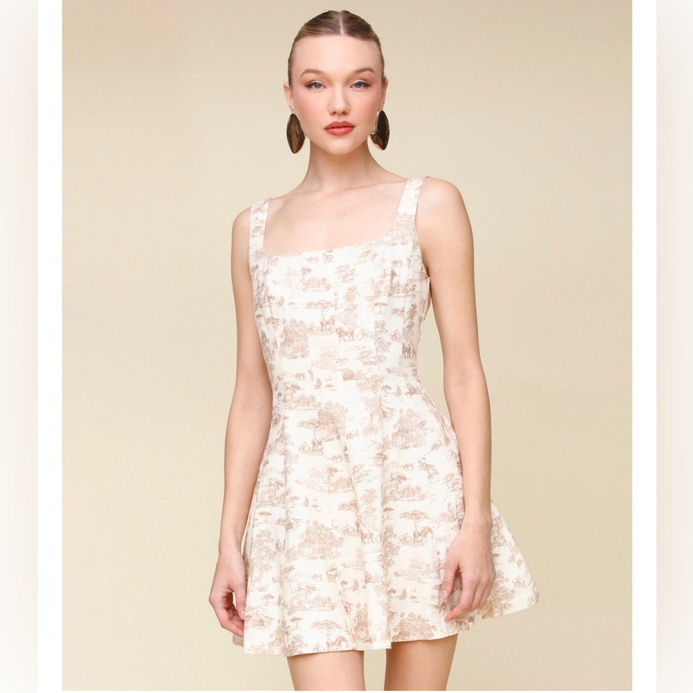 Avec Les Filles Cream and Brown Mini Dress